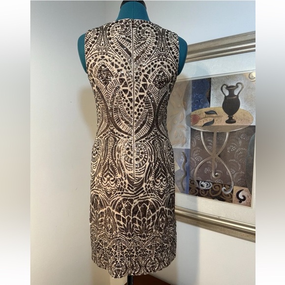 Vince Camuto Bronze Sequin Lined Stretch Sleeveless Sheath Dress Size 2 - Picture 3 of 9